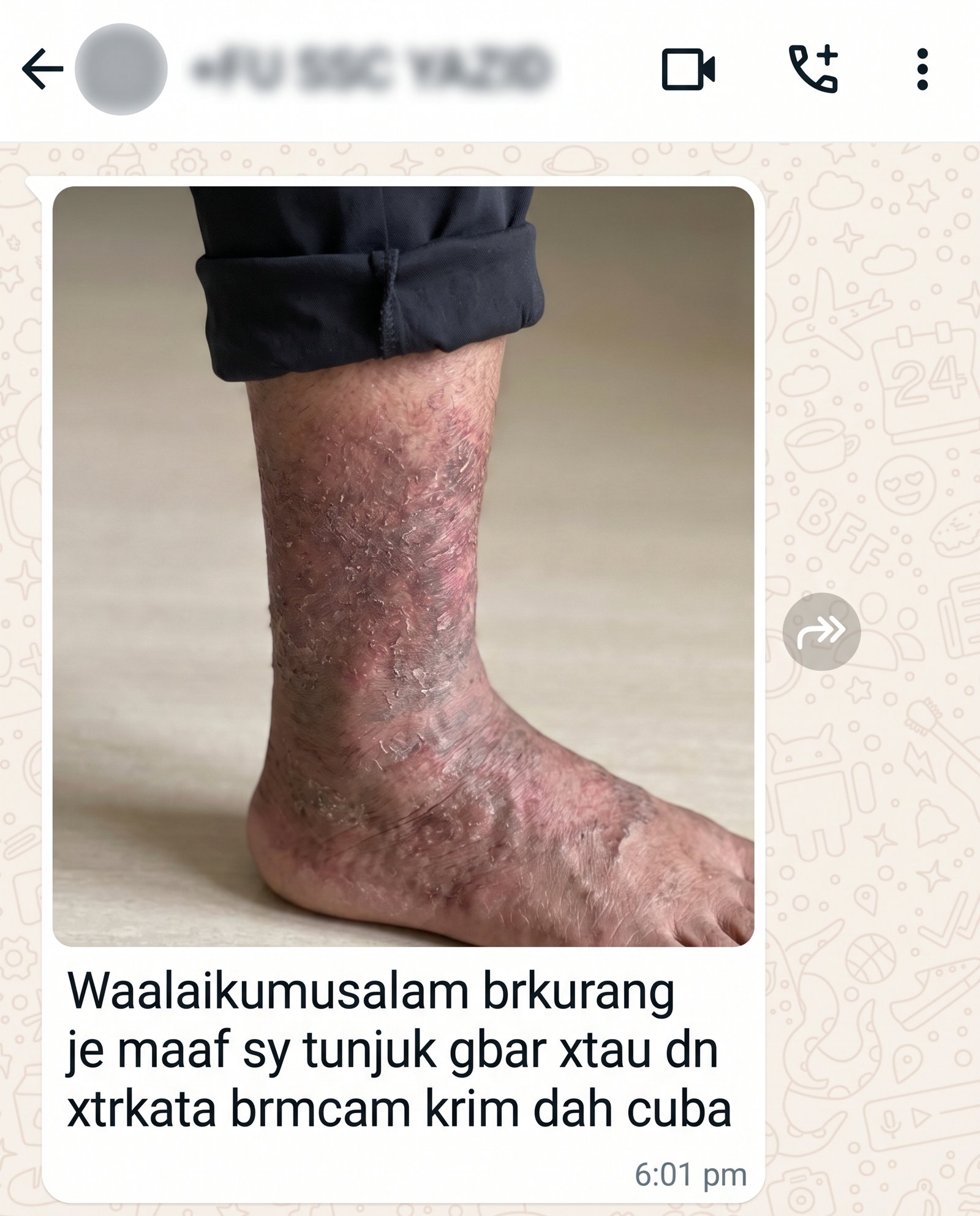 Mesej WhatsApp sebenar pelanggan Syafi Soothing Cream